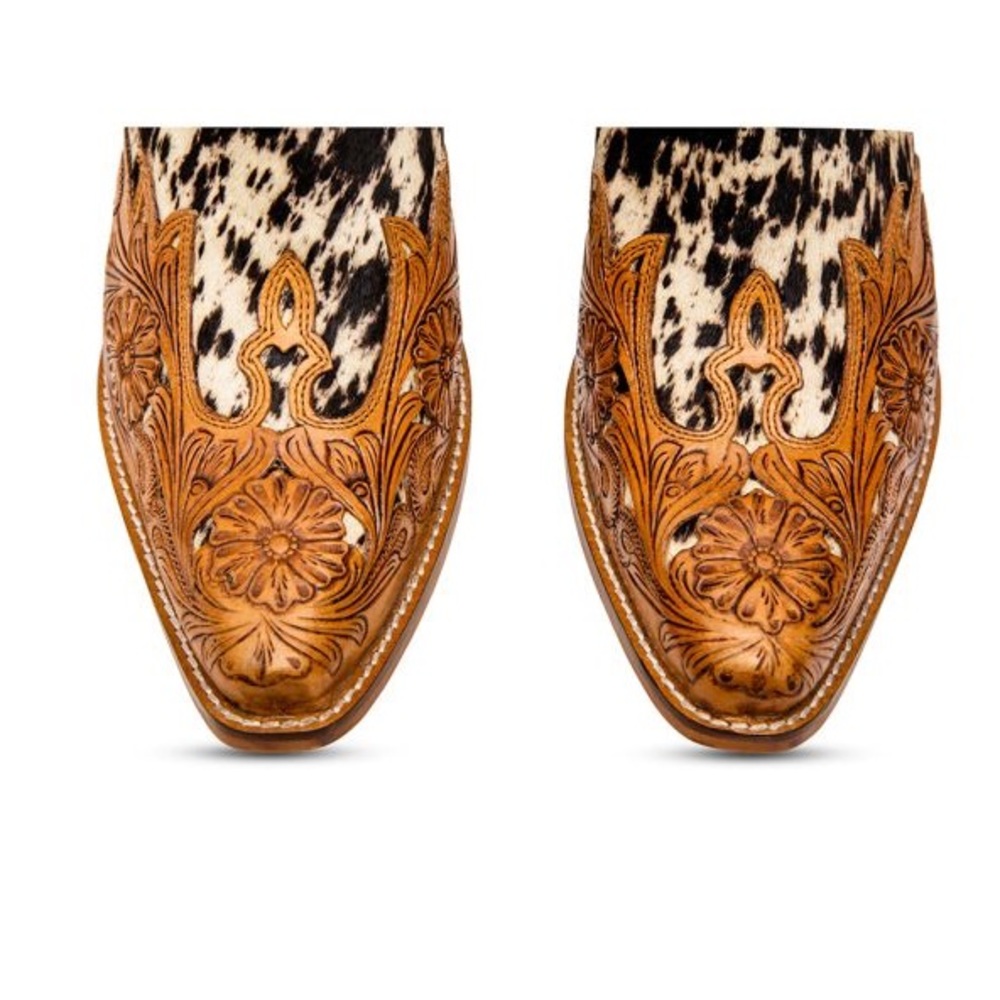 Sale!! Hand Tooled Leather Genuine Cowhide Women Bootie Boot Boho Western Shoe - Picture 8 of 9
